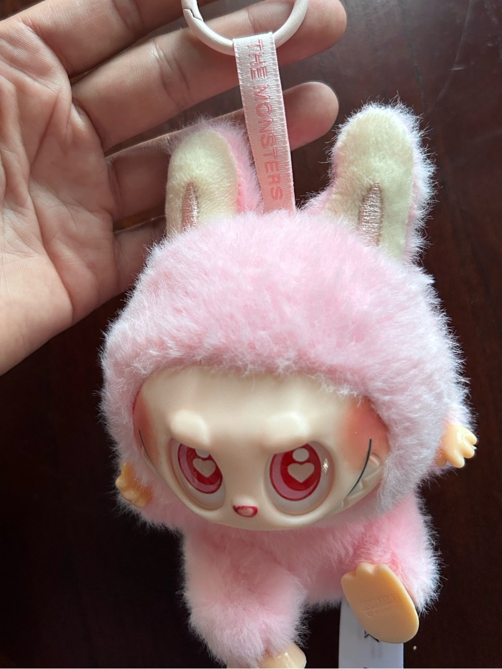 Pink Fuzzy Monster Keychain Plush - Picture 4 of 6